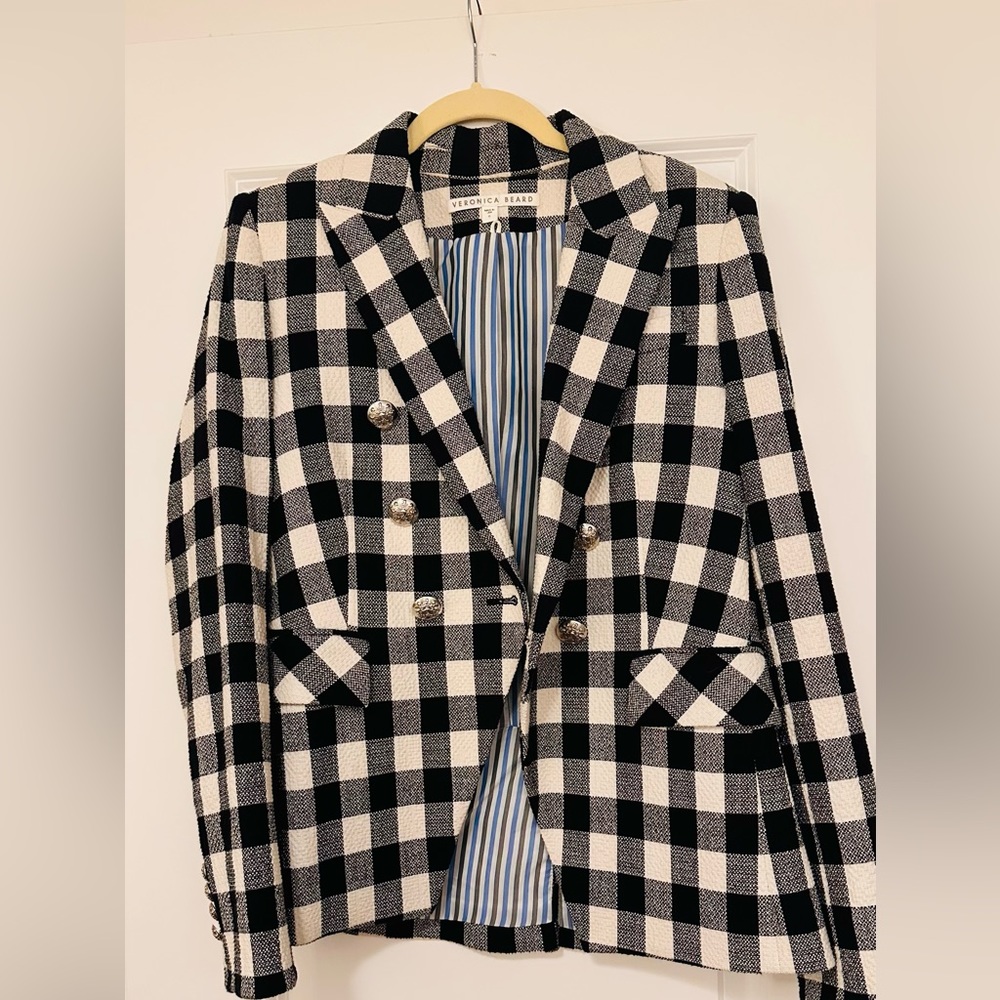 Amazing black and white check Veronica Beard Miller dickie blazer!